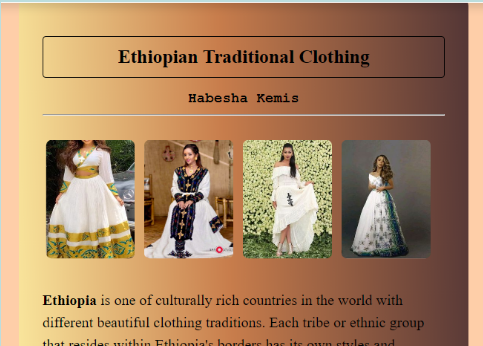 A picture of Habesha kemis webpage